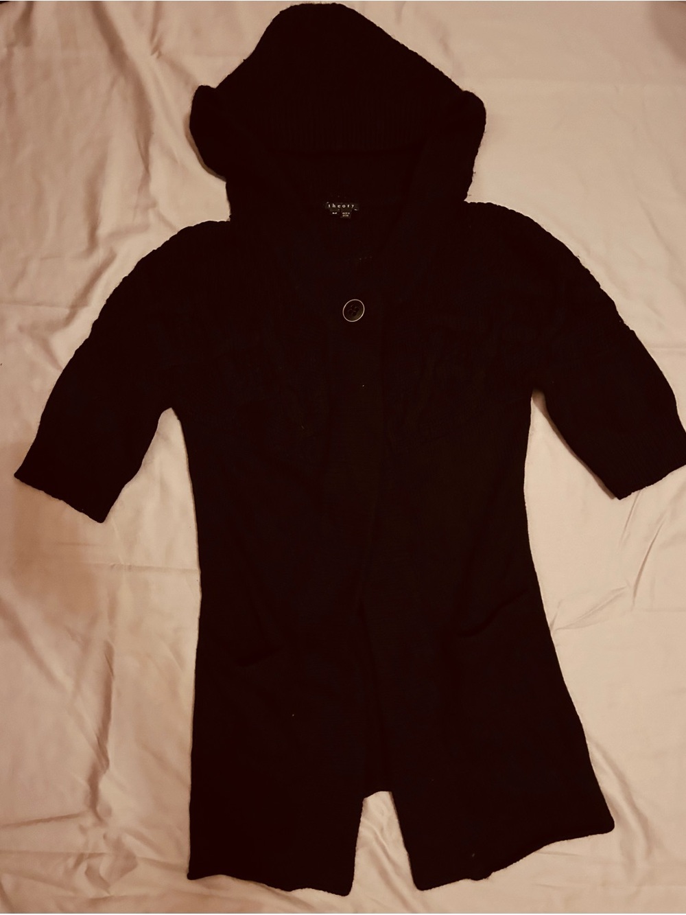 Theory short sleeves button front hooded cardigan Size Small